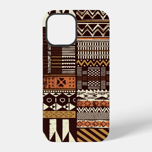 Coque iPhone Tissu de style africain tribal patchwork abstrait  (Verso)