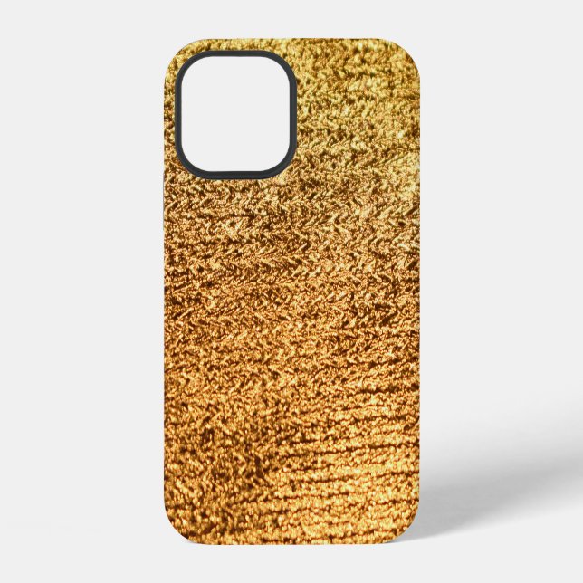 Coque iPhone Tissu doré : fond macro glamour. (Verso)