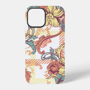Coque iPhone 12 Tissu écotique plaid sans couture motif avec baroq