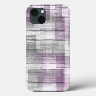 Etui iPhone 13 Tissu en bois noir gris violet blanc Ace Pr
