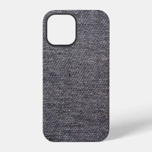 Coque iPhone 12 tissu gris noir