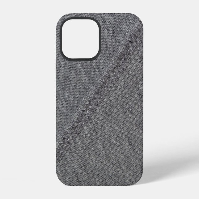 Coque iPhone Tissu gris : texture abstraite cousue. (Verso)