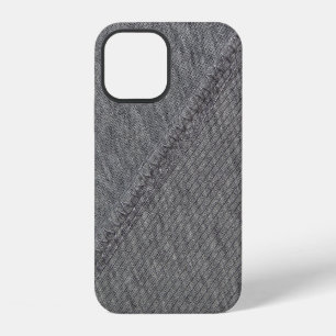 Coque iPhone 12 Tissu gris : texture cousue abstraite.