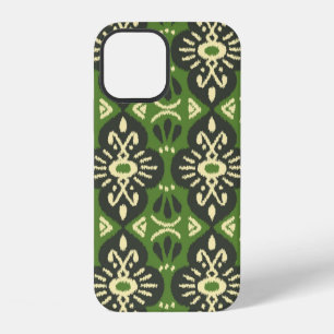 Coque iPhone 12 Tissu Ikat fait main. Motif ethnique sans couture.