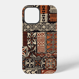 Coque iPhone 12 tissu tribal tapa de style hawaïen abstrait patchw