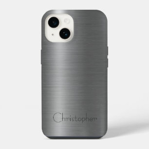 Coque Pour iPhone 14 Titane Argent Acier inoxydable Imprimer iphone 15