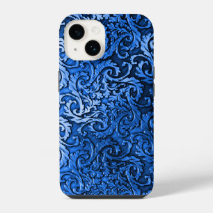Coque Pour iPhone 14 Titane bleu poli radial métal iphone 15