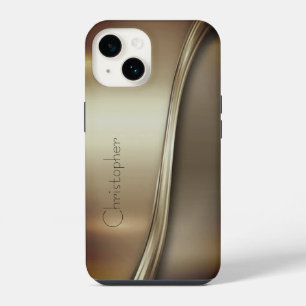 Coque Pour iPhone 14 Titane Bronze poli bronze radial métal iphone 15
