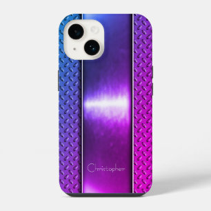 Coque Pour iPhone 14 Titane poli violet radial métal iphone 15