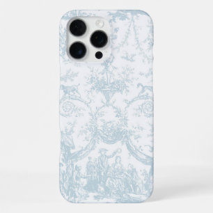 Coque iPhone 16 Pro Max Toile bleu clair doux et blanc