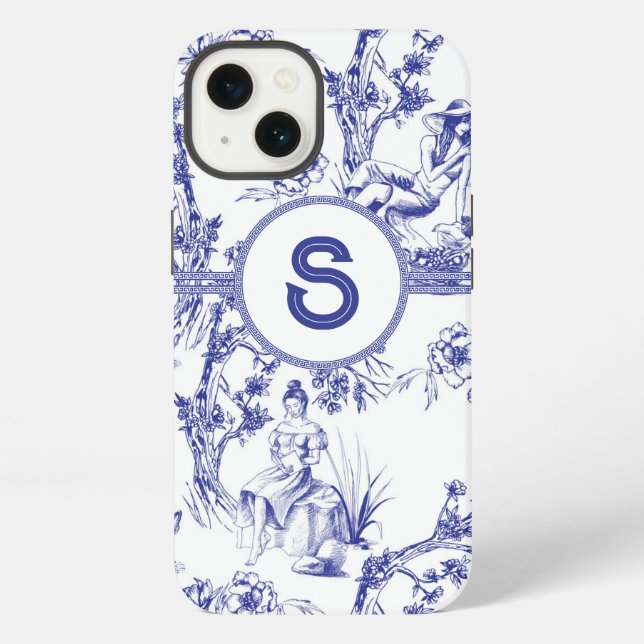 Coque iPhone Toile Bleue et Blanche (Verso)