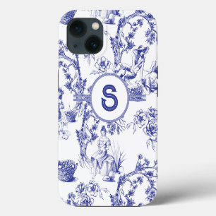 Etui iPhone 13 Toile bleue et blanche