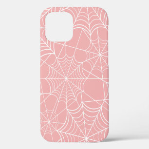 Coque iPhone 12 toile d'araignée pastel rose Halloween