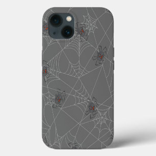 Etui iPhone 13 Toile d'araignées et citrouilles d'Halloween