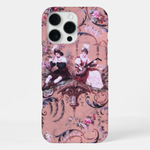 Coque iPhone 16 Pro Max Toile de Jouy rose française vintage style floral
