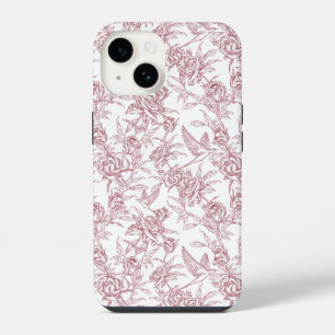 Coque Pour iPhone 14 Toile de Jouy rouge