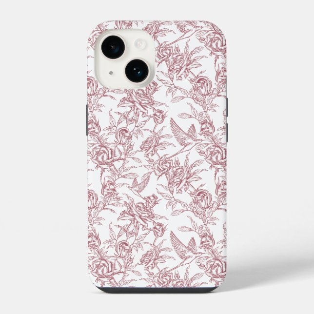 Coque iPhone Toile de Jouy rouge (Verso)