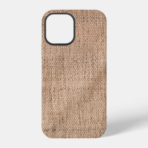 Coque iPhone 12 Toile de lin grain grossier canevas froissé vignet