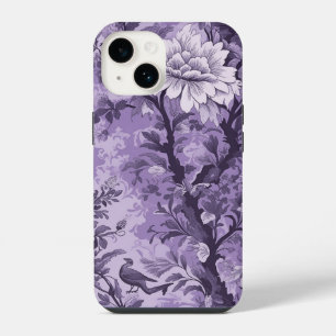 Coque Pour iPhone 14 Toile fleurie violette française vintage