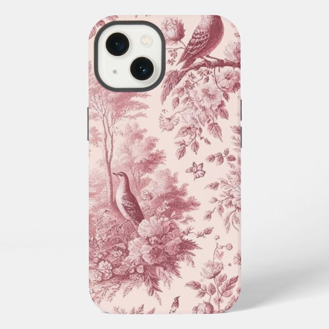 Coque iPhone Toile Rose Vintage (Verso)
