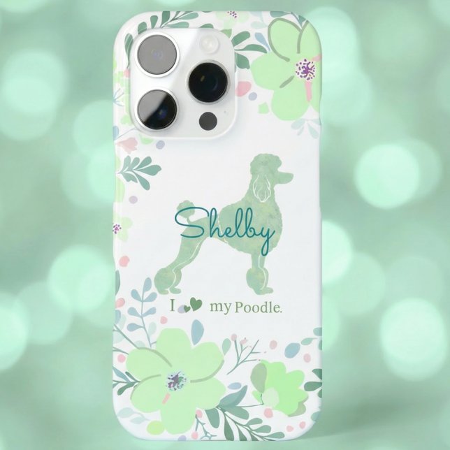 Coque iPhone Tondeuse Caniche Vert Menthe | Maman de Chien Fleu (Créateur téléchargé)