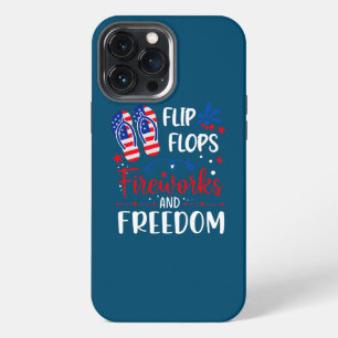 Etui iPhone 13 Pro Max Tongs de flip-flop Feux d'artifice et liberté 4 ju