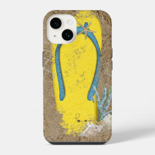 Coque Pour iPhone 14 Tongs jaune dans le sable