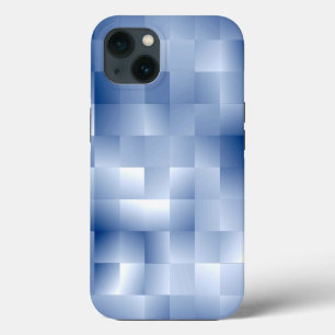 Etui iPhone 13 Tons bleus rêveurs dans un motif carré