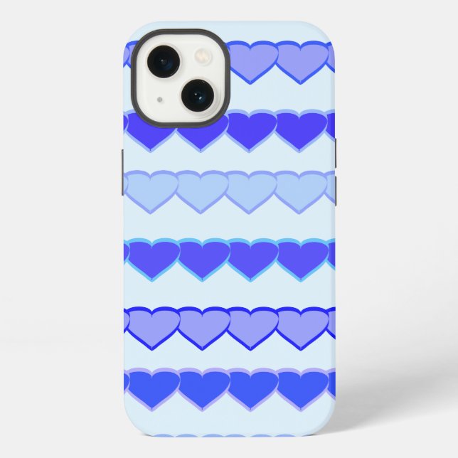 Coque iPhone Tons des lignes de coeur bleu (Verso)