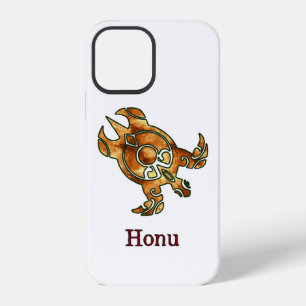Coque iPhone 12 Tortue de mer tribale dorée sur fond blanc