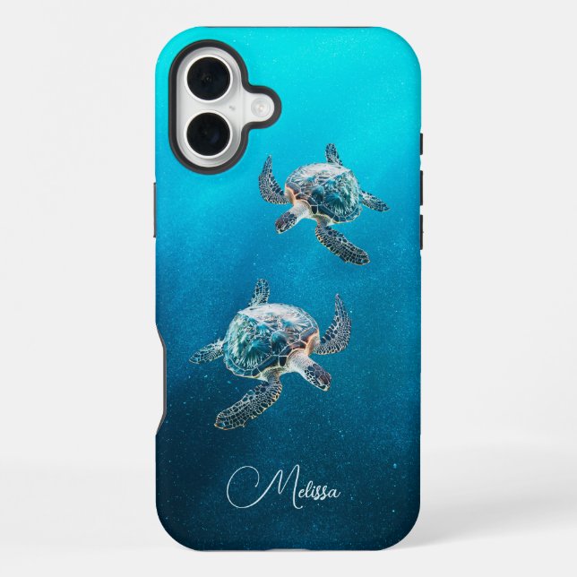 Coque iPhone Tortue de mer Turquoise | Côtier (Verso)
