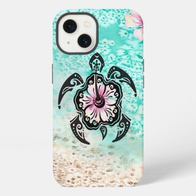 Coque iPhone Tortue Hibiscus (Verso)