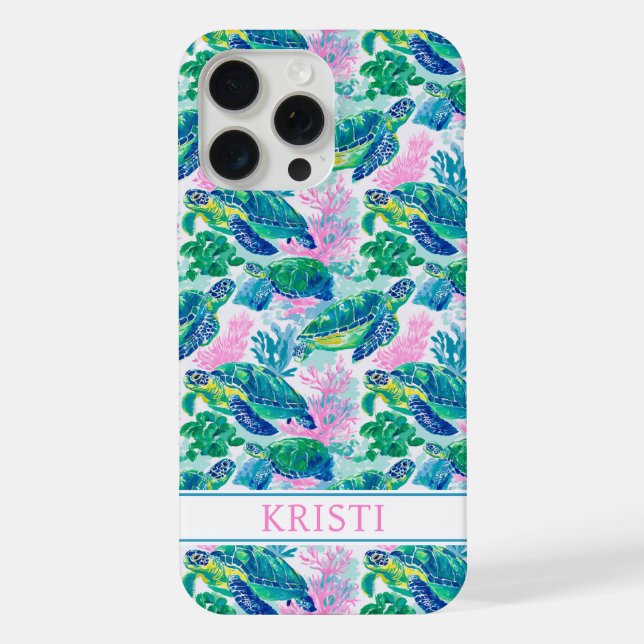 Coque iPhone Tortues de mer colorées (Verso)