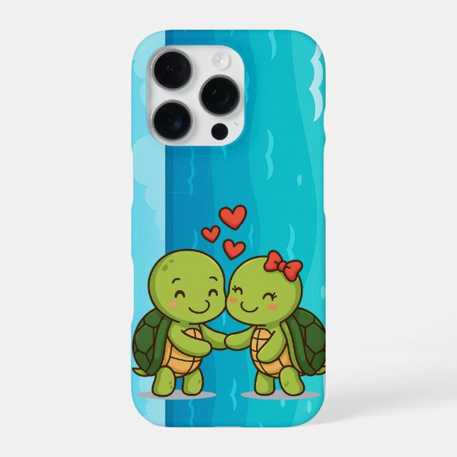 Coque iPhone Tortues mignonnes | Couple de dessin adorable (Verso)