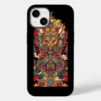 Coque Pour iPhone 14 totem de dragon chinois, tatouage