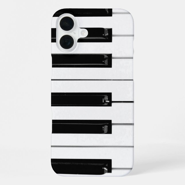 Coque iPhone Touches de clavier de piano noir et blanc réaliste (Verso)