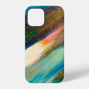 Coque iPhone 12 Touches de lavis diagonales longues multicolores s