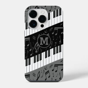 Coque Pour iPhone 14 Plus Touches de piano incurvées avec monogramme et note
