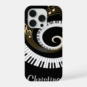Coque iPhone 15 Pro Touches de piano personnalisables et notes de musi