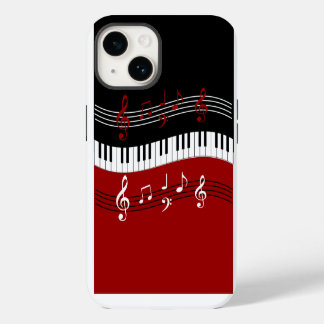 Coque Pour iPhone 14 Touches de piano rouges noires et blanches élégant