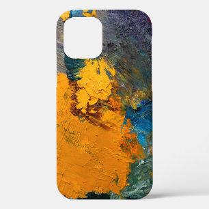 Coque iPhone 12 touches multicolores de peinture à l'huile sur l'a