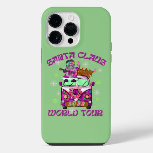 Coque Pour Pour iPhone 14 Pro Max TOUR DU MONDE DE PÈRE NOËL drôle style années 70  