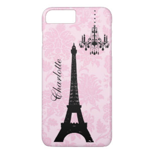 Coque iphone tour Eiffel Damask rose