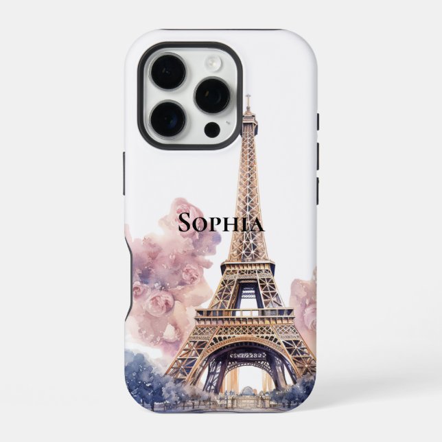 Coque iPhone Tour Eiffel Florale Chic Paris (Verso)