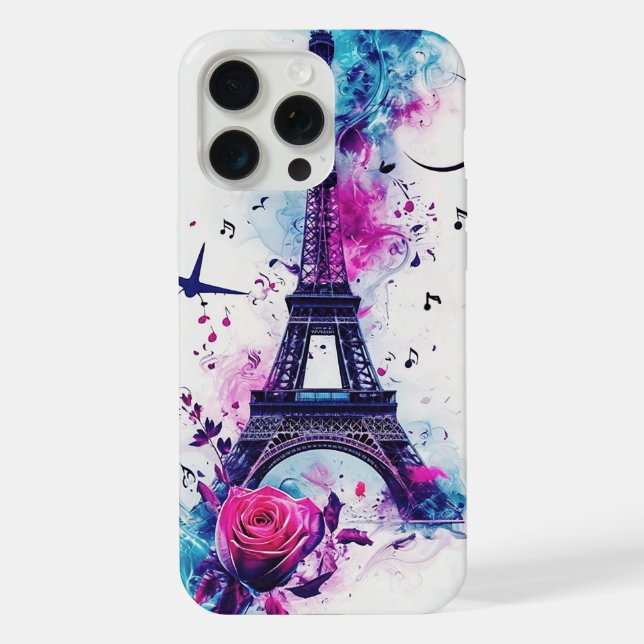 Coque iPhone Tour Eiffel & Musique (Verso)