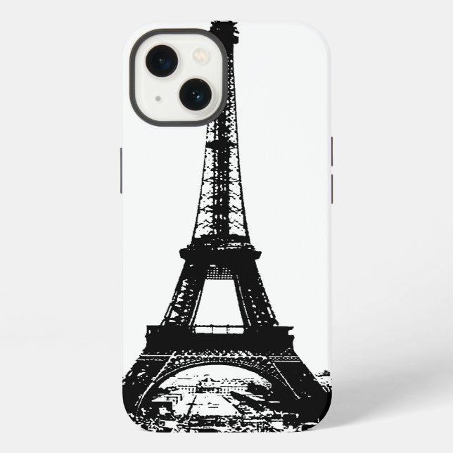 Coque iPhone Tour Eiffel noir et blanc (Verso)