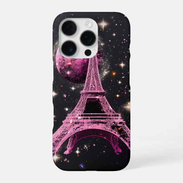 Coque iPhone Tour Eiffel Nuit Lune           (Verso)