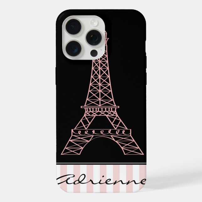 Coque iPhone Tour Eiffel Paris Chic rose (Verso)