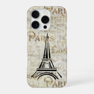 Coque iPhone 16 Pro Tour Eiffel Paris Design Vintage Carte postale