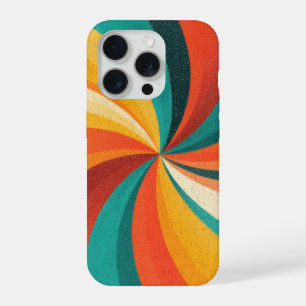 Coque iPhone 15 Pro Tourbillon de couleurs rétro – Fond abstrait vinta
